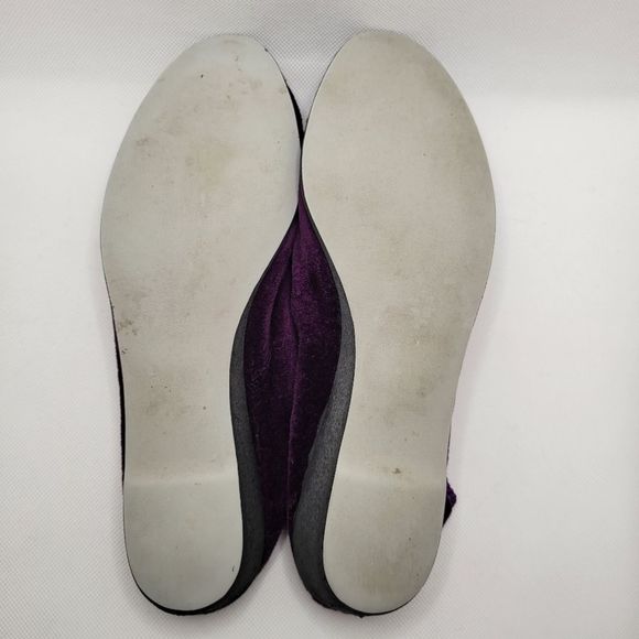 Foamtreads Purple Velvet Embroidered Slippers Vintage Hard Bottom Soft Shell - Picture 8 of 9